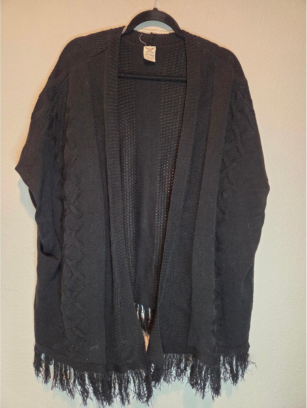 Faded Glory Women's Black 3X Knit Cardigan with Fringe
